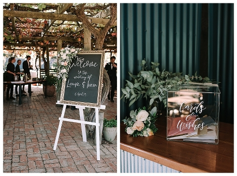 blackboard and card box at wedding