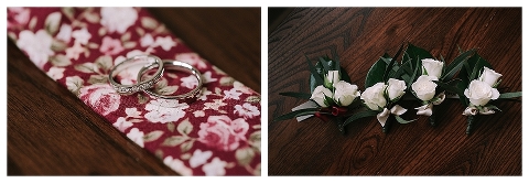 Wedding rings on floral tie