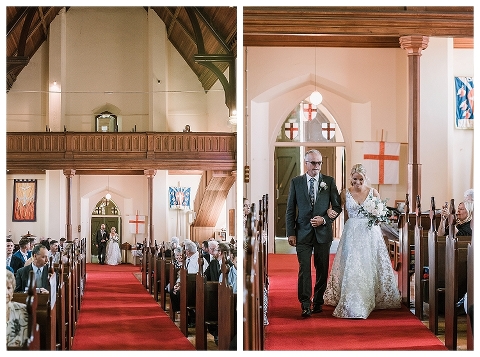 Bride and her father walking down aisle